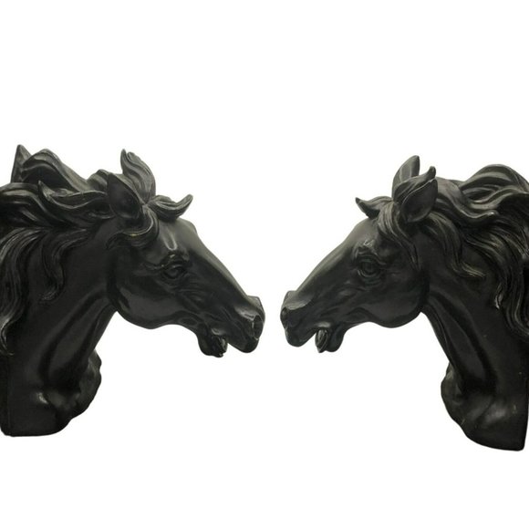 Horse Head Equestrian Bookends Vintage Wild Horses - Picture 6 of 7